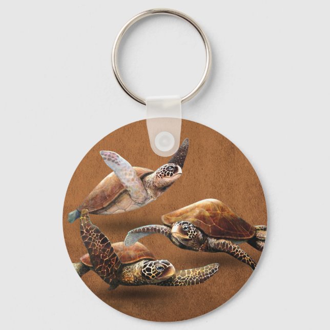 Sea Turtle Animals Extinction Save The Turtles Keychain (Front)
