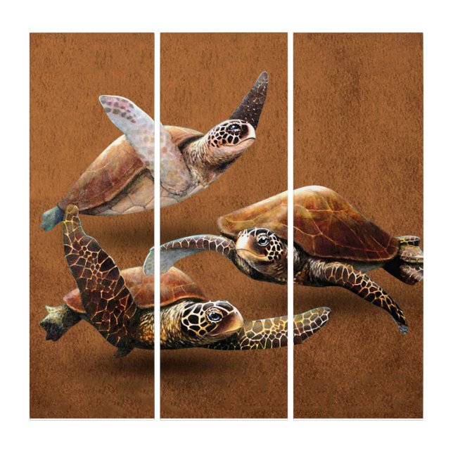 Sea Turtle Animals Extinction Save The Turtles Triptych (Front)