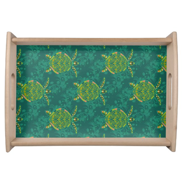 Sea Turtle Aquamarine Serving Tray (Front)