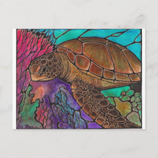 Sea Turtle Art...awesome stained glass style! Postcard