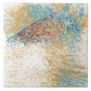 Sea Turtle Art Coastal Art Ceramic Tile