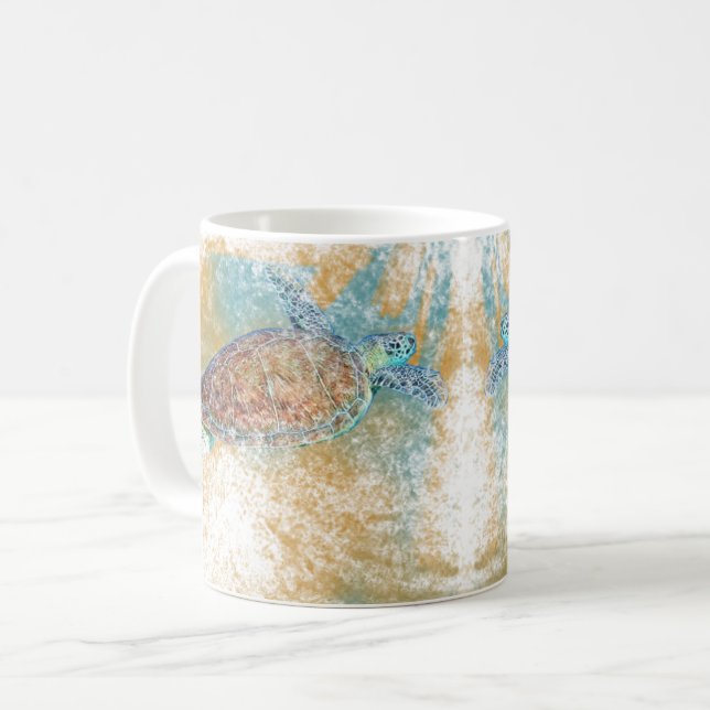 Sea Turtle Art Coastal Art Coffee Mug (Front Left)