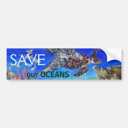 Sea Turtle Art Endangered Species Bumper Sticker