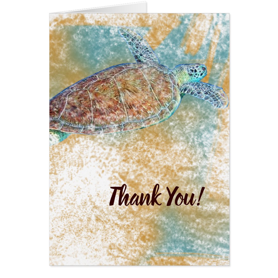 Sea Turtle Art Thank You Card | Zazzle