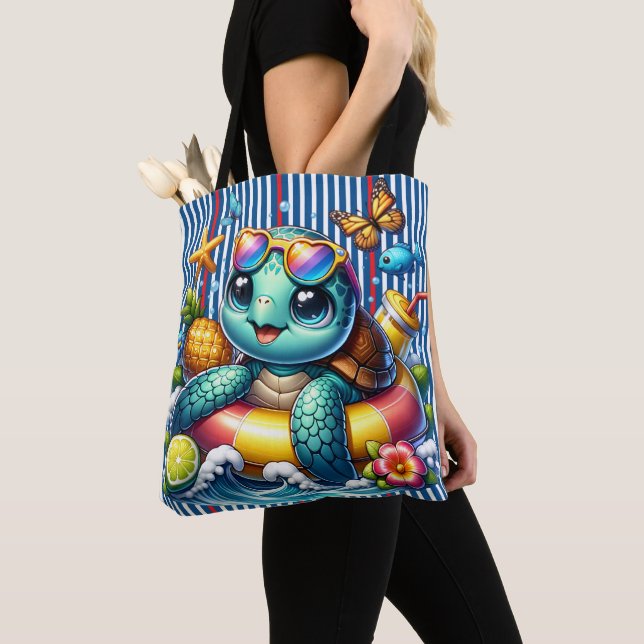 Sea Turtle At The Beach  Tote Bag (Close Up)