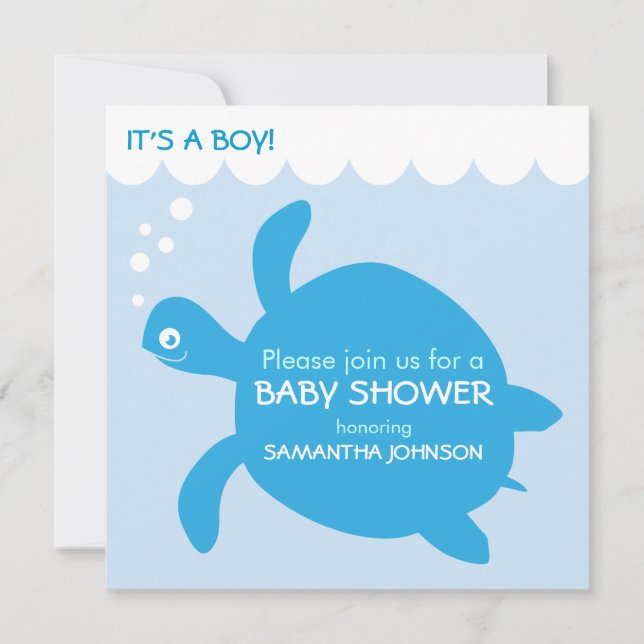 Sea Turtle Baby Boy Simple Shower Invitation (Front)