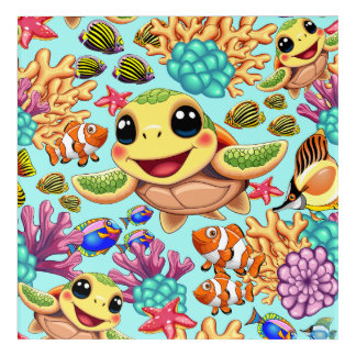Sea Turtle Baby Happy and Cute Character Acrylic Print