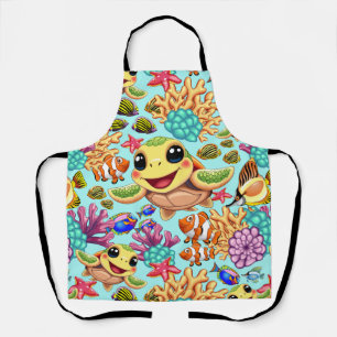 Sea Turtle Baby Happy and Cute Character Apron