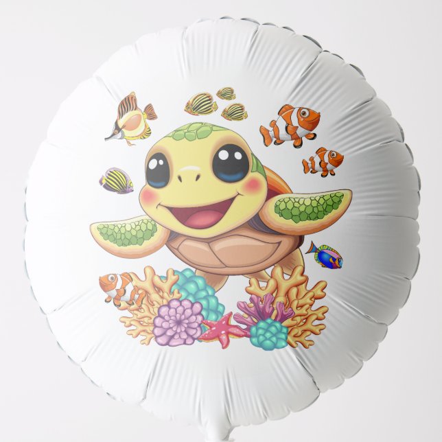 Sea Turtle Baby Happy and Cute Character Balloon (Front)