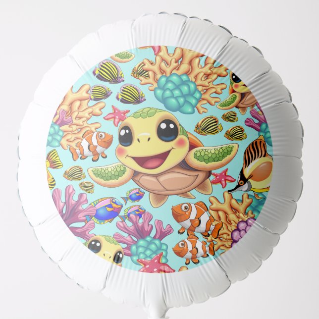 Sea Turtle Baby Happy and Cute Character Balloon (Front)
