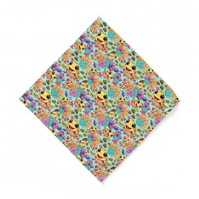 Sea Turtle Baby Happy and Cute Character Bandana (Front)