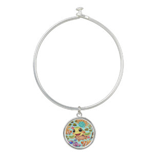 Sea Turtle Baby Happy and Cute Character Bangle Bracelet