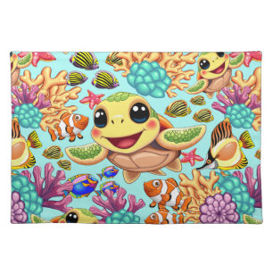 Sea Turtle Baby Happy and Cute Character Bumper St Cloth Placemat