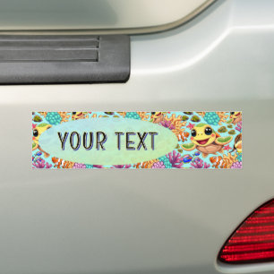 Sea Turtle Baby Happy and Cute Character Bumper St Sticker