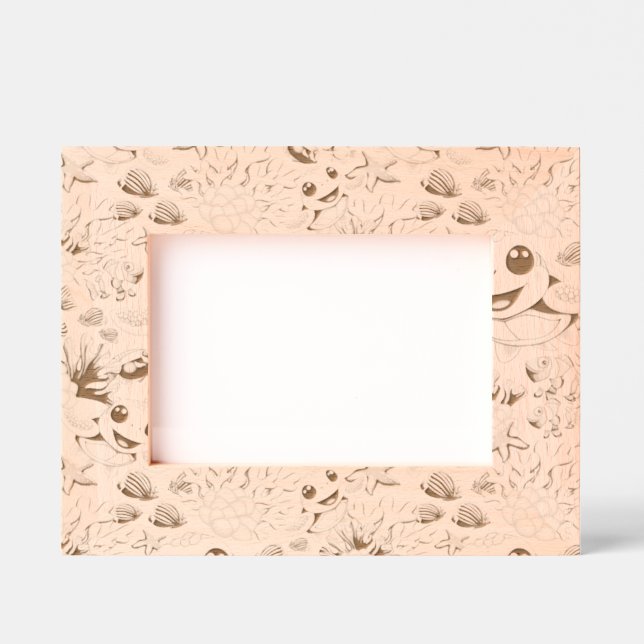 Sea Turtle Baby Happy and Cute Character Engraved Frames (Front)