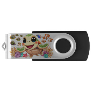 Sea Turtle Baby Happy and Cute Character Flash Drive