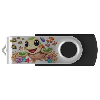 Sea Turtle Baby Happy and Cute Character Flash Drive