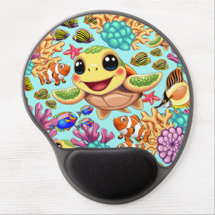Sea Turtle Baby Happy and Cute Character Gel Mouse Pad