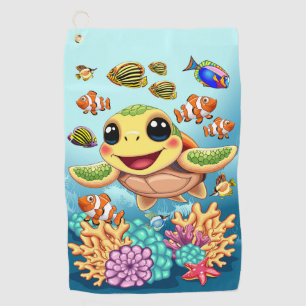 Sea Turtle Baby Happy and Cute Character Golf Towel