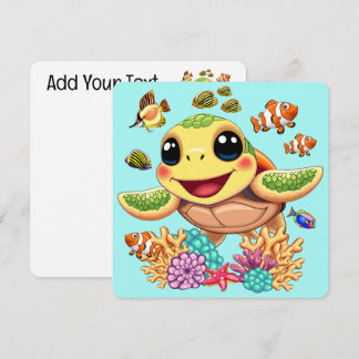Sea Turtle Baby Happy and Cute Character Holiday Card