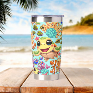 Sea Turtle Baby Happy and Cute Character Insulated Tumbler