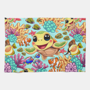 Sea Turtle Baby Happy and Cute Character Kitchen Towel
