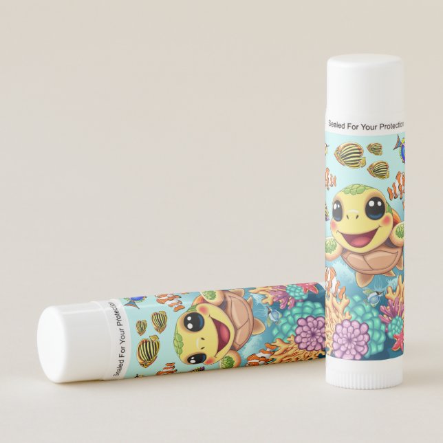 Sea Turtle Baby Happy and Cute Character Lip Balm (Front)