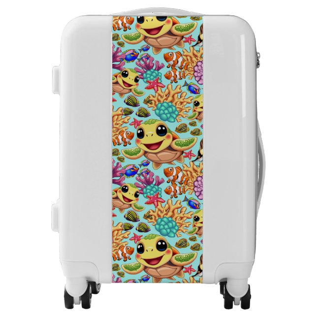 Sea Turtle Baby Happy and Cute Character Luggage (Front)