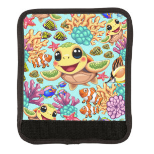 Sea Turtle Baby Happy and Cute Character Luggage Handle Wrap