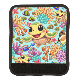 Sea Turtle Baby Happy and Cute Character Luggage Handle Wrap