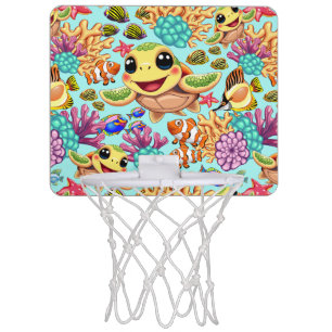 Sea Turtle Baby Happy and Cute Character Mini Basketball Hoop