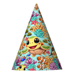 Sea Turtle Baby Happy and Cute Character Party Hat
