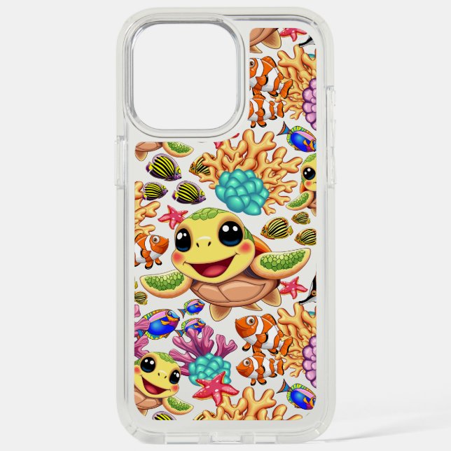Sea Turtle Baby Happy and Cute Character Speck iPhone Case (Front)