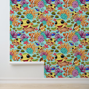 Sea Turtle Baby Happy and Cute Character Wallpaper