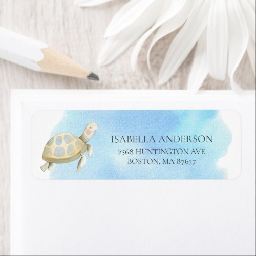 Sea Turtle Baby Shower Address Label