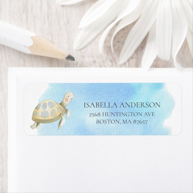 Sea Turtle Baby Shower Address Label (Insitu)