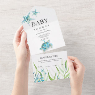 Sea Turtle Baby Shower All in One Invitation
