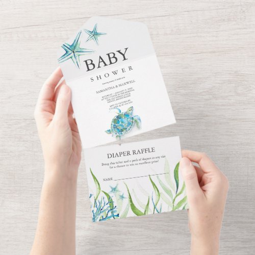 Sea Turtle Baby Shower All in One Invitation