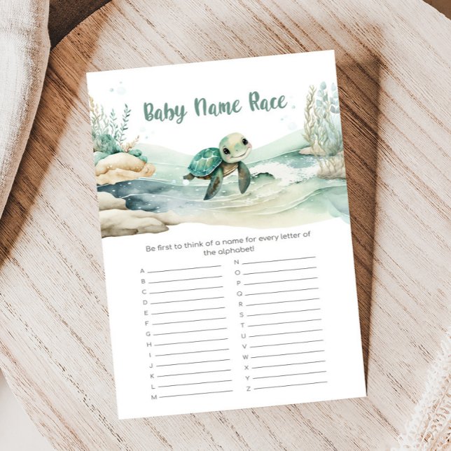 Sea Turtle Baby Shower Baby Name Race Game (Sea Turtle Baby Shower Game)