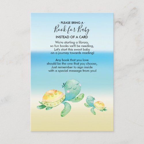 Sea Turtle Baby Shower Book for Baby Card