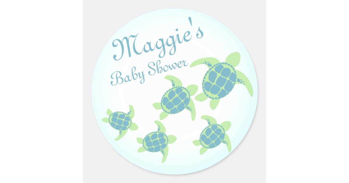 Sea Turtle Baby Shower Classic Round Sticker Zazzle Com
