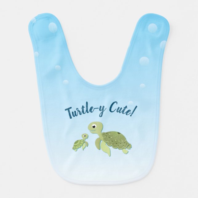 Sea Turtle Baby Shower Co-Ed Gender Neutral Baby Bib (Front)