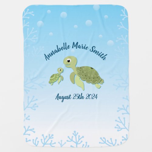 Sea Turtle Baby Shower Co_Ed Gender Neutral Baby Blanket