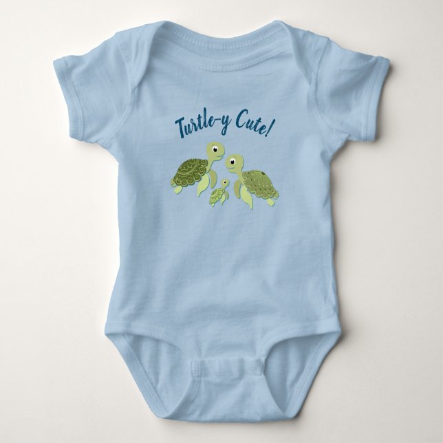 Sea Turtle Baby Shower Co-Ed Gender Neutral Baby Bodysuit (Front)