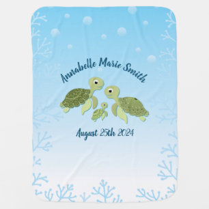Sea Turtle Baby Shower Co-Ed Gender Neutral Blanket
