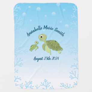 Sea Turtle Baby Shower Co-Ed Gender Neutral Blanket