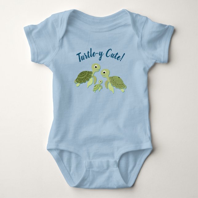 Sea Turtle Baby Shower Co-Ed Gender Neutral Bodysuit (Front)