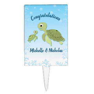 Sea Turtle Baby Shower Co-Ed Gender Neutral Cake Topper