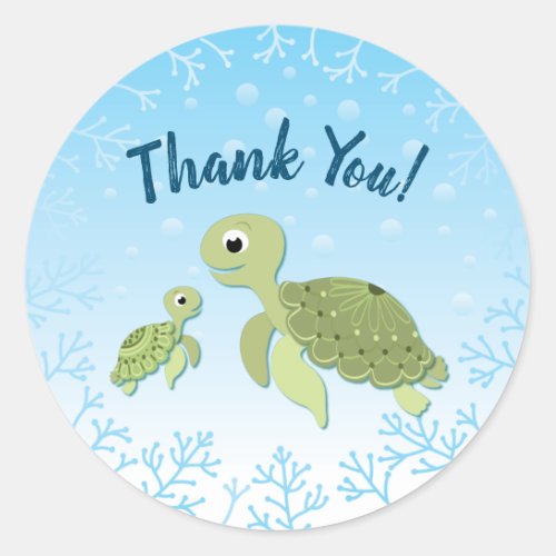 Sea Turtle Baby Shower Co_Ed Gender Neutral Classic Round Sticker