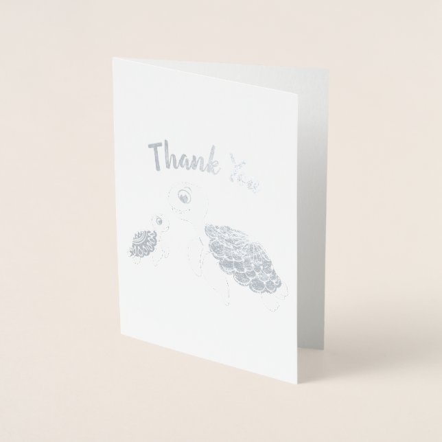Sea Turtle Baby Shower Co-Ed Gender Neutral Foil Card (Front)